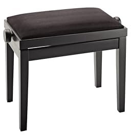 K&M 13900 Klavierbank Schwarz – europäisches Buchenholz, eleganter Samtbezug – Höhenverstellbarer Keyboard-Polstersitz