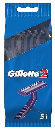 Gillette 2 Men's Disposable Razor, 5 Units - Pack of 2