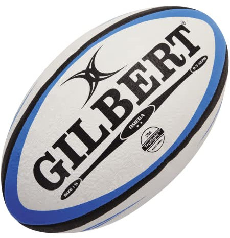 Gilbert Omega Rugbyball, Unisex, Erwachsene, Blau/Schwarz, Größe 5, 5