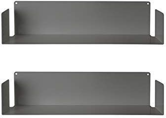 TEEbooks - Wandregal - 2er Set - Stahl - GRAU - 60x15x15cm