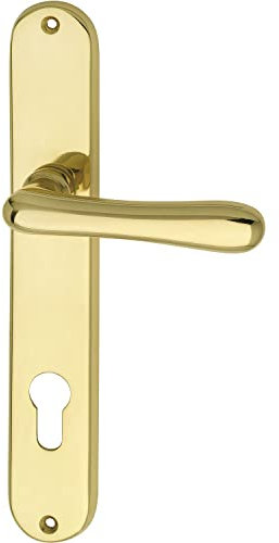 Marchesi 1022.15A.002.M Drückergarnitur ELEGANT 22-auf Langschild Profilzylinder Entfernung 88mm, für Türstärke 38-43mm, Messing poliert