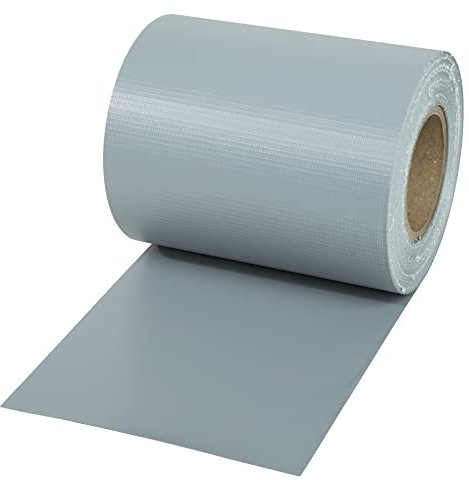 tectake® Sichtschutzfolie, Sichtschutzstreifen mit Befestigungsclips, Windschutz, Sonnenschutz, Sichtschutzmatte für Balkon, Garten, Terrasse, für Stabmattenzaun und Zaunelemente - 35 m, grau