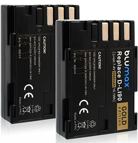 2X Blumax Gold Edition D-LI90 DLI90 Akku kompatibel mit Pentax K-3 II, K3 II | K-5, K5 | K-5II, K5 II | K-5IIs, K5 IIs | K-7, K7 | K-01, K01 | 645D | 645Z 2040mAh 7,4V 15,1Wh