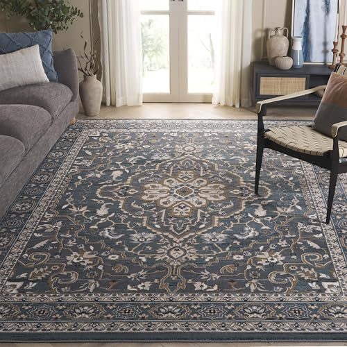 SAFAVIEH Lyndhurst Collection Area Rug - 9' x 12', Teal & Grey, Traditional Oriental Design, Non-Shedding & Easy Care, Ideal for High Traffic Areas in Living Room, Bedroom (LNH338A)