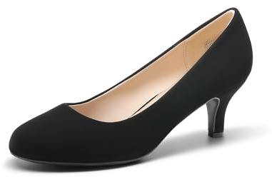 DREAM PAIRS Women's LUVLY Court Shoes Sandals Bridal Wedding Party Low Heel Pump Shoes, Size 6, Black/Nubuck