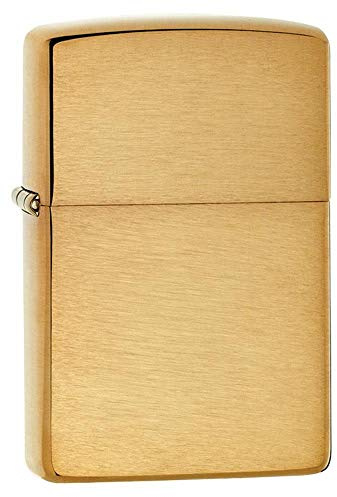 Zippo - Windproof Lighter, Brushed Brass Armour Heavy Wall, Base Model, Refillable, Reusable, Windproof Design, Gift Box, Made in the USA
