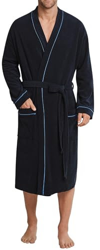 Schiesser Herren Reisemantel Bademantel, Blau (815-navy), 52 EU