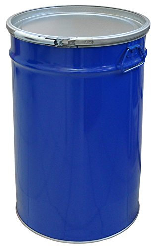 meier Stahlfass 60 Liter Hobbock Deckelfass | Zyklon Staubabsaugung Geeignet | Metall Blechfass Mülleimer Behälter Kübel mit 2 Seitlichen Fallgriffen | Stabil und gefüllt Stapelbar | Konisch