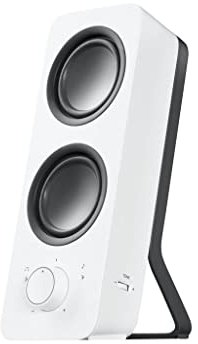 Logitech Z200 Kabelloser PC-Lautsprecher, 2.0 Stereo Sound, 10 Watt Spitzenleistung, 3,5 mm Eingang, Kopfhörerbuchse, Easy-Switch Feature, EU Stecker, PC/TV/Tablet/Handy - Weiß