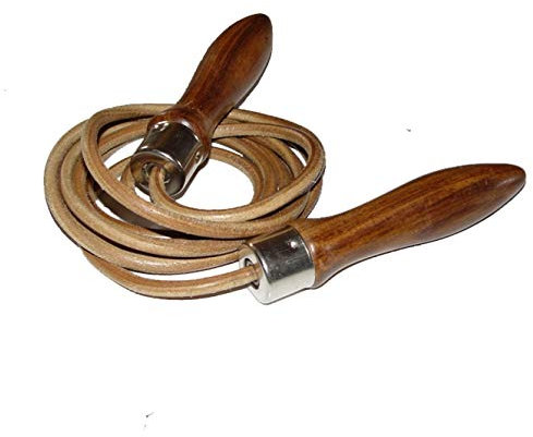 BAY® JUMPTIME 290 cm PROFI LEDER Springseil mit Kugellager + Holzgriffe, High Speed, extradick, Boxsport Sprungseil Trainingsseil, Braun