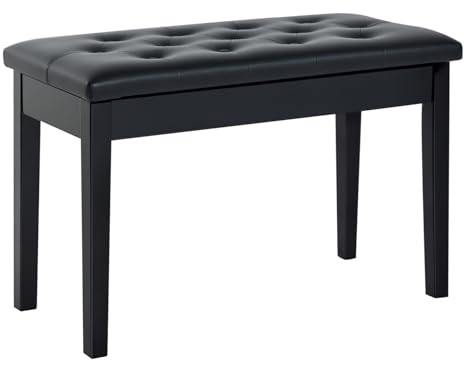 Homcom Kunstleder Piano Hocker Tastatur Sitzbank mit Stauraum 76 x 36 x 50 cm (schwarz)