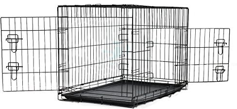 KCT 36 Large Dog Crate with Removeable Plastic Tray Metal Puppy Pet Cage– Folding Training Pet Pen with 2 Doors