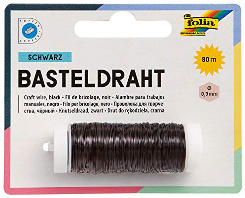 Folia 79290 Fil de cuivre 0,3 mm x 80 m Noir