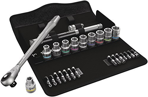 Wera 05004077001 8100 SC 7 Zyklop Metal Ratchet Set with push-through square, 1/2 drive, metric, 28 pieces