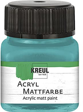 KREUL 75248 - Acryl Mattfarbe, türkis im 20 ml Glas, cremig deckende, schnelltrocknende Farbe auf Wasserbasis, für viele verschiedene Untergründe geeignet
