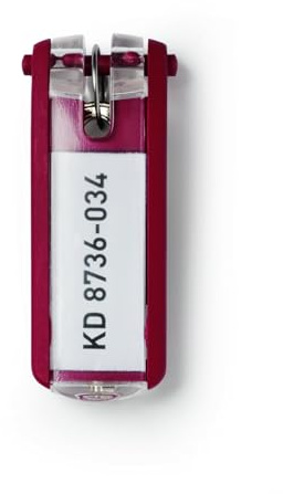 Durable 195703 Schlüsselanhänger Key Clip, 6 Stück, rot Einheitsgröße