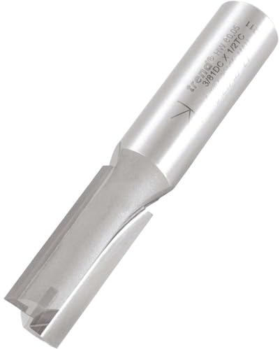 Trend Professional Straight Two Flute Router Cutter Bit, 1/2 Inch Shank, 12.7mm Cut Diameter, Clearance Ground, Tungsten Carbide Tipped, 3/81DCX1/2TC