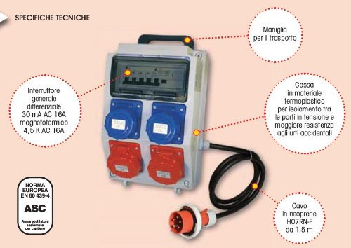 Giemmeargenta - Quadro portatile 4 prese 220 v cee ip67
