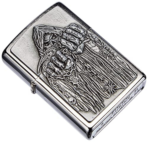 Zippo stormtändare - Game Over, borstad krom, emblem, påfyllningsbar, återanvändbar, vindskyddad, presentförpackning, tillverkad i USA