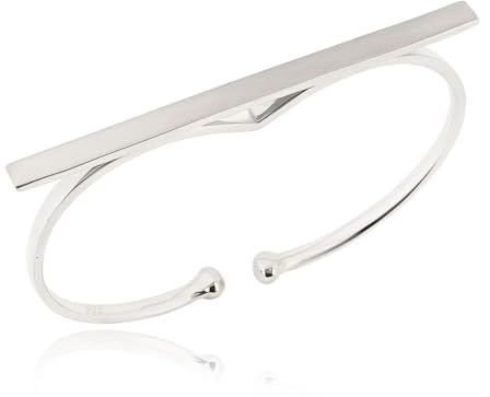Sovats 925 sterlingsilver dubbel fingerring för kvinnor – rodiumpläterad, justerbart modernt uttalande smycken, minimalistiskt nickelfritt band