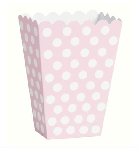 Lovely Pink Dots Paper Treat Boxes (14cm Tall) Pack of 8 - Elegant Party Favor Containers for Sweets & Gifts