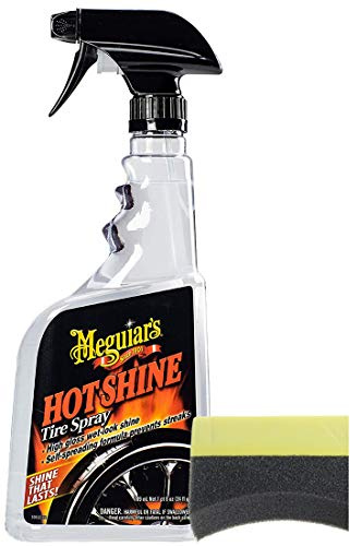 Meguiar's Hot Shine High Gloss Tire Spray (24 oz.) Bundle with 1 Applicator Pad (2 Items)