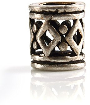 Beard Viking Dreadlock Pearl 3 mm Inner Diameter Made of 925 Silver with Diamond Pattern