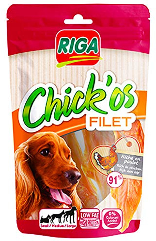 RIGA - Chick'Os Filet - Friandise Chien - Filet De Poulet - Riche En Protéines - Faible Teneur En Matière Grasse - Sans Colorant Ni Additifs - Récompenses Naturelles Idéales - 100 g