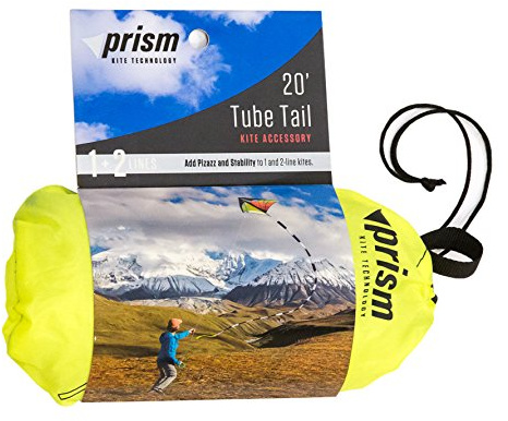 Prism Kite Technology Flying Tube Tail Kite Accessory with Clip Attachment for Single and Dual Line Kites (Black and White, 75 Foot)