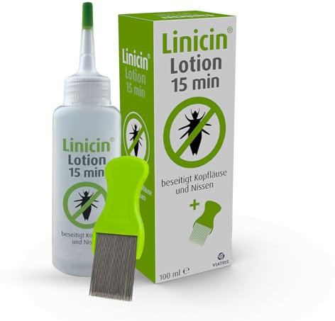 Linicin Lotion mit Läusekamm (100 ml) - Läusemittel zur Behandlung von Kopfläusen, inkl. Läusekamm | Schonend für die Kopfhaut