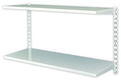 DIY Element System REGAL-SET OFFICE 3 - Ideales Regalsystem mit 2 Stahlfachböden für enge Zwischenräume in Büro, Keller, Garage oder Waschküche - Stahl, weiß