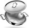 Stahl Edelstahl Triply Wok mit Deckel | Edelstahl-Kochgeschirr Triply Wok | Gas- & Induktionsboden | Ø 30 cm | 5.1 L (für 9-10 Personen).