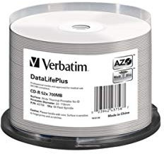 Verbatim CD-R 700MB - 52-fache Brenngeschwindigkeit - Thermisch bedruckbar - DataLifePlus - 50 Stück Spindel