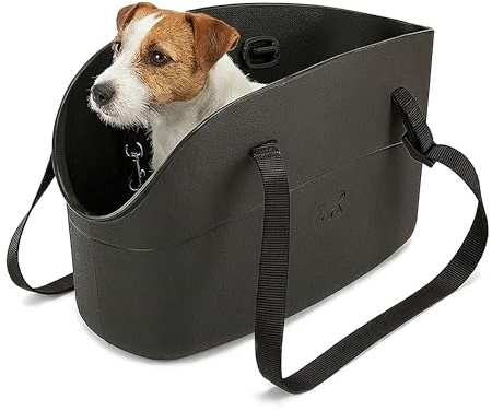 Ferplast Borsa per Cani fino a 8 Kg. Trasportino Gatti in Plastica Gommata, Impermeabile e Lavabile, Manici Regolabili, Cinghia di sicurezza, 43,5 x 21,5 x h 27 cm. Nero
