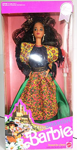 Mattel Barbie 1991 Dolls of the World 12 Inch Spanish Fiesta Doll with Festival Dress, Accessories, Mantilla, Hair Decoration, Shoes