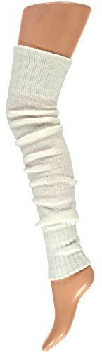krautwear® Damen Beinwärmer Stulpen Legwarmers Overknees gestrickte Strümpfe ca. 70cm 80er Jahre 1980er Jahre (weiss)