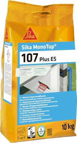 SIKA - Mortero impermeabilizante - Sika MonoTop-107 Seal - Gris - Uso en interior y exterior - Hormigón, mortero, piedra y fibrocemento - 10 kg