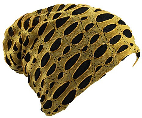Miobo Slouch Long Beanie mössa, destroyed vintage använt utseende, en storlek för vuxna, En Storlek