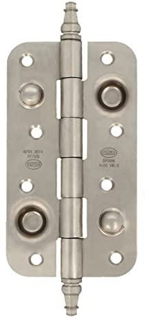 Amig - Bisagra de Seguridad - 150 x 82 x 3 mm - Cantos Redondos - Con Remate Decorativo - Sujeta Puertas de Entrada con Firmeza - Acero Inoxidable 18/8 Plateado Mate