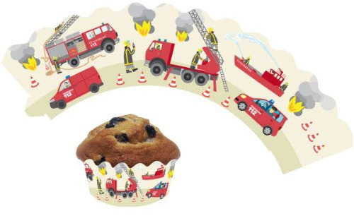 12 Feuerwehr - Cupcake Deko Banderolen von DH-Konzept // Muffinförmchen Muffin Förmchen Kindergeburtstag Geburtstag Party Kuchen