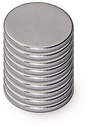 MAUL Magneti a disco al neodimio – Magnete piatto ad alta forza adesiva per un uso versatile – Magnete rotondo dal design elegante e moderno – Ø 10 x 1 mm – Confezione da 10 – Argento chiaro