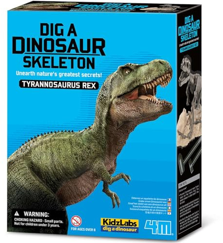 4M KidzLabs Scava e Crea Scheletro Dinosauro - Tyrannosaurus Rex | Gioco Educativo per Bambini - Scopri e Ricostruisci Fossili Preistorici | Set Paleontologia