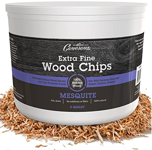 Camerons All Natural Extra Fine Mesquite BBQ Wood Chips for Smokers (5 Quart, 4.731L) Kiln Dried Wood Sawdust Shavings for Cocktail Smoking Guns, Stovetop Smokers, Smoke Boxes- Barbecue Grilling Gifts