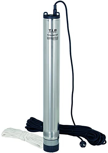 T.I.P. Brunnenpumpe - Tiefbrunnenpumpe Edelstahl (57 m Förderhöhe, 5,7 bar Druck, 6.000 l/h Fördermenge, integrierte Pumpensteuerung, inkl. Ablassseil und 23 m Anschlusskabel) AJ 4 Plus 100/57, 30082