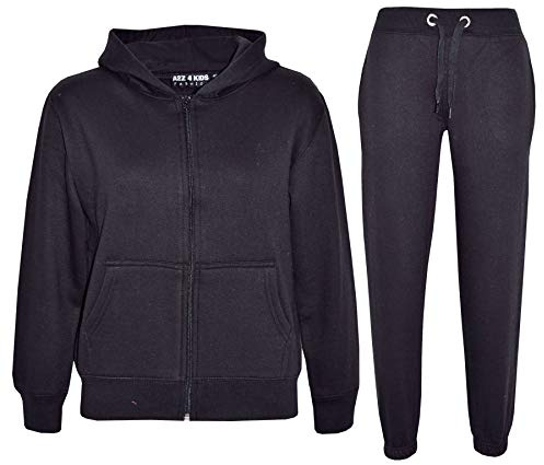 A2Z 4 Kids Boys Girls Tracksuit Set Plain & Camouflage Fleece - Plain Tracksuit black 9-10