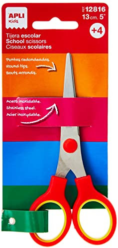 APLI 12816 – Forbici da scuola, rosso, 13 cm