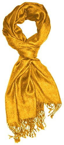 Lorenzo Cana Sciarpa di design da uomo, di alta qualità, tessuto jacquard, motivo Paisley, 60 cm x 200 cm, in viscosa, colori armoniosi, giallo, giallo oro, 9307811, oro, giallo oro, giallo, senape,