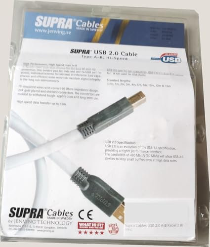 Supra Cables USB 2.0 A-B Kabel 2 m