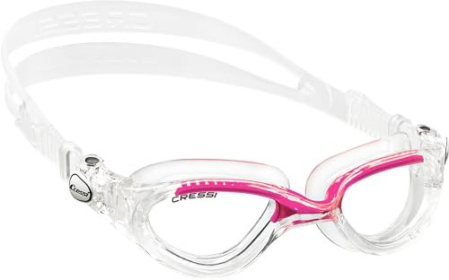 CRESSI Lady Flash Goggles Clear/Clear Pink_Clear Lens - Damen Schwimmbrille mit separatem Okular Anti Beschlag, Anti Kratz und Anti UV Gläsern, Klar/Klar Rosa_Klare Linse, Einheitsgröße