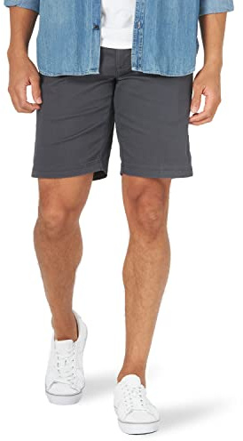Lee Men's Extreme Motion Flat Front Short Charcoal 38